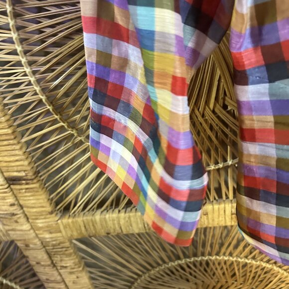 Lafayette NY128 Checkered Silk Blend Faux Wrap Blouse Size 16 - Picture 4 of 6